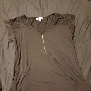 Mauve brand black, lace short sleeve womens top